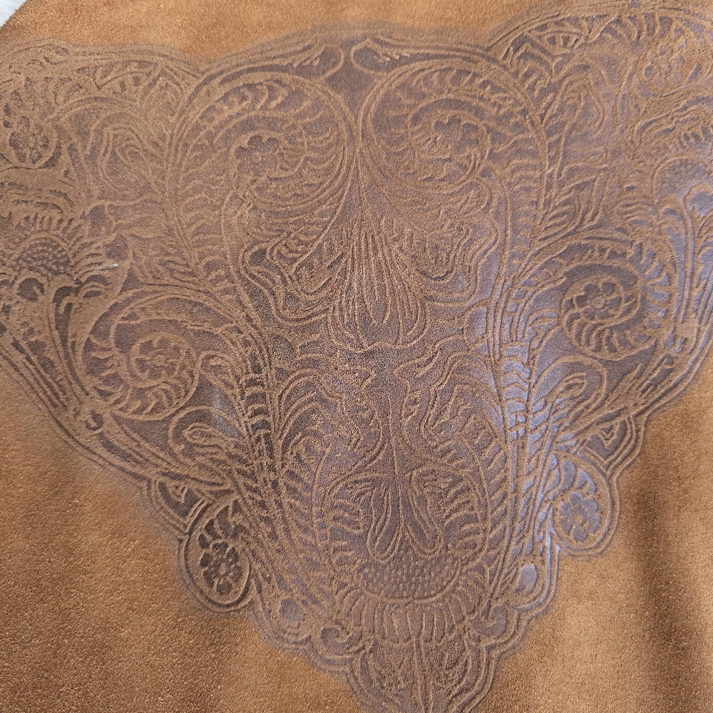RARE Vintage Ralph Lauren Western Boho Suede Whip Stitch Tooled Leather Jacket - Picture 7 of 13